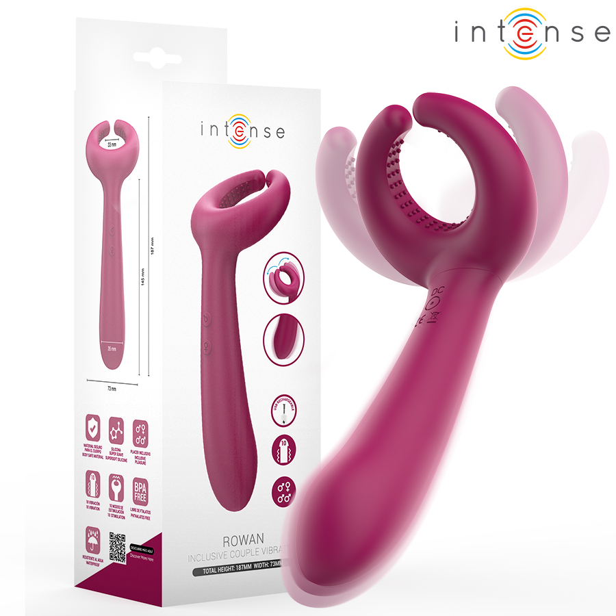 Vibrador para parejas INTENSE Rowan, flexible y para usar en pareja o a solas