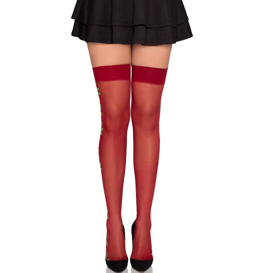 Medias Leg Avenue con rosas bordadas