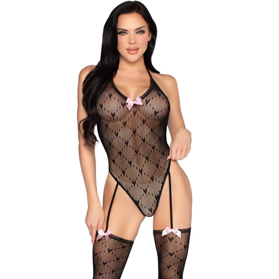 Body Leg Avenue con espalda descubierta y liguero