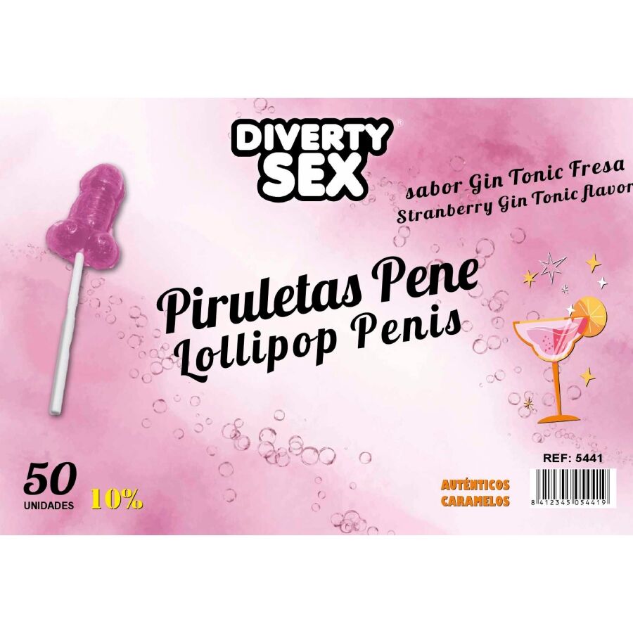 Piruletas con forma de pene DIABLO GOLOSO con sabor a fresa y gin tonic