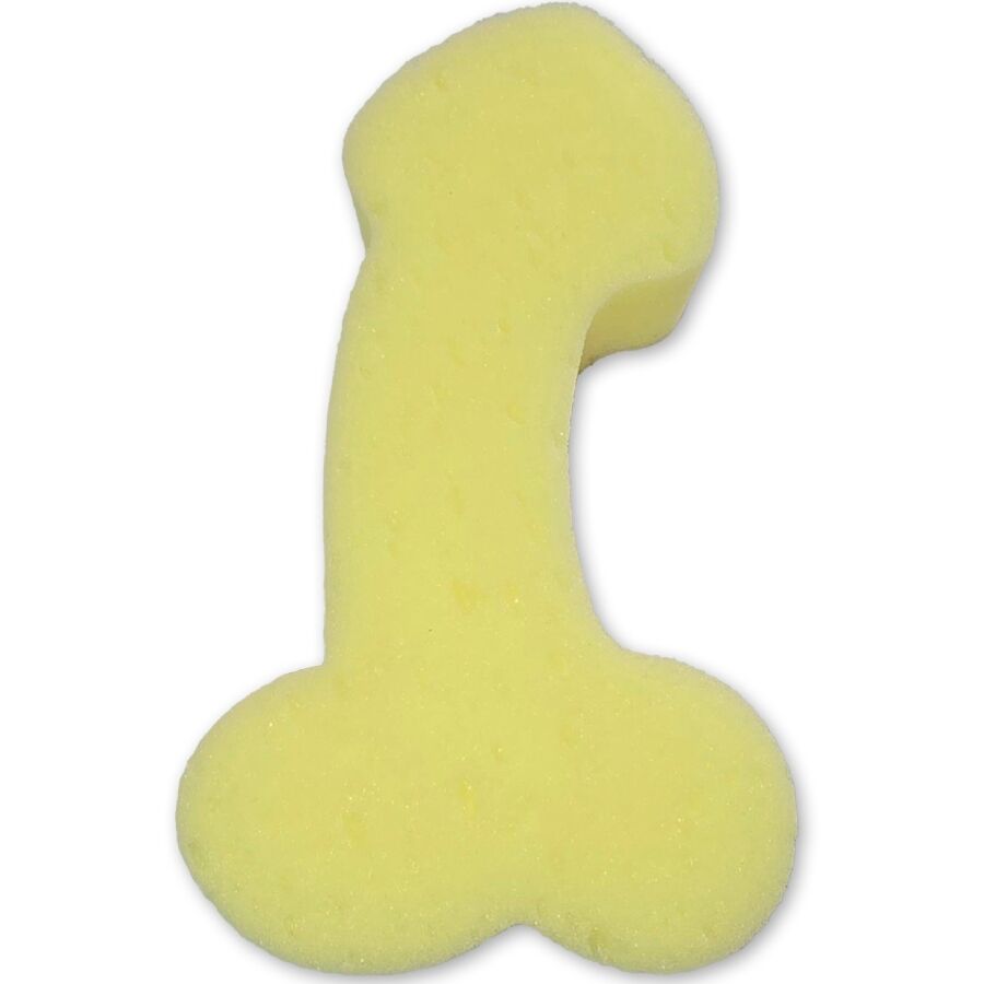 Esponja de baño DIABLO PICANTE con forma de pene, amarilla