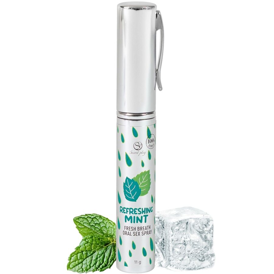 Spray bucal Secretplay con sabor a menta para momentos íntimos