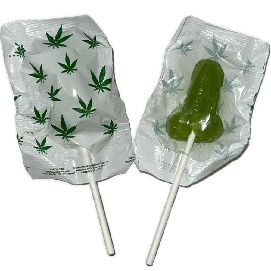 Piruleta con forma de pene Diablo Goloso con aroma a cannabis
