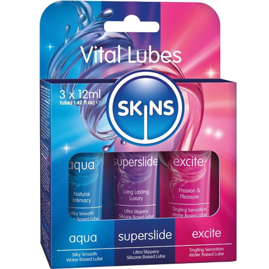 Set de lubricantes SKINS Vital Lubes: 3 geles de 12 ml