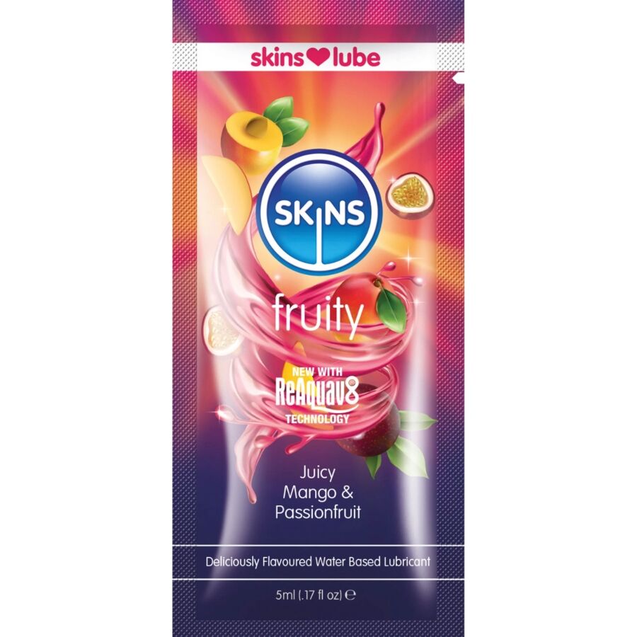 Lubricante SKINS Fruity de mango y fruta de la pasión, 5 ml