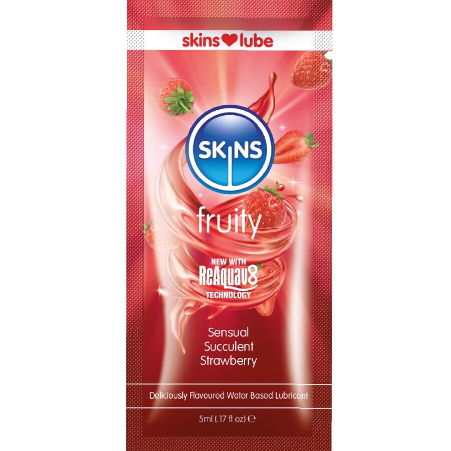 SKINS Fruity lubricante sabor fresa de base acuosa, 5 ml
