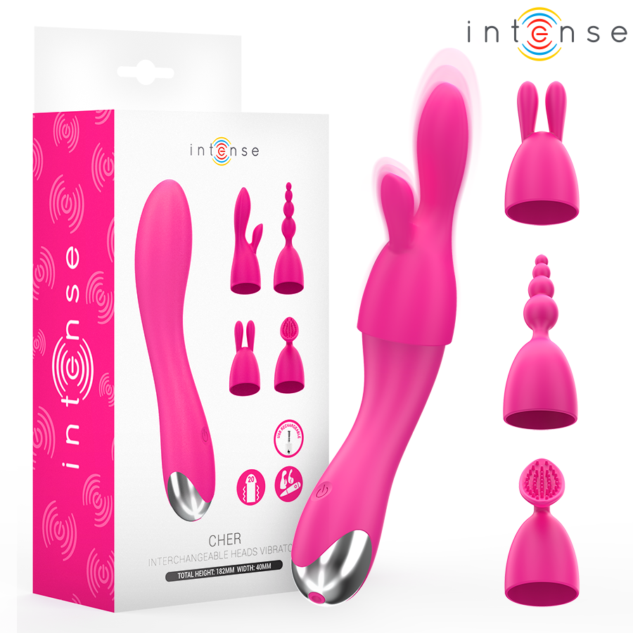 INTENSE Cher vibrador rabbit con 4 cabezales intercambiables