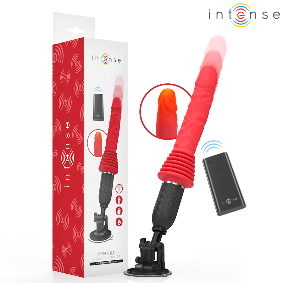 Vibrador INTENSE Cynthia con mando a distancia y movimiento de empuje