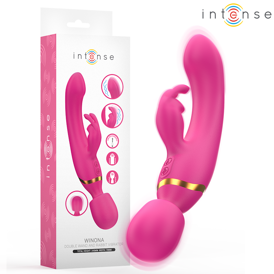Vibrador de varita INTENSE Winona con estimulador rabbit