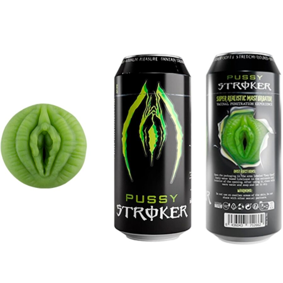 Alive Pussy Stroker Masturbador Masculino Con Canal Vaginal En Lata De Bebida Energética