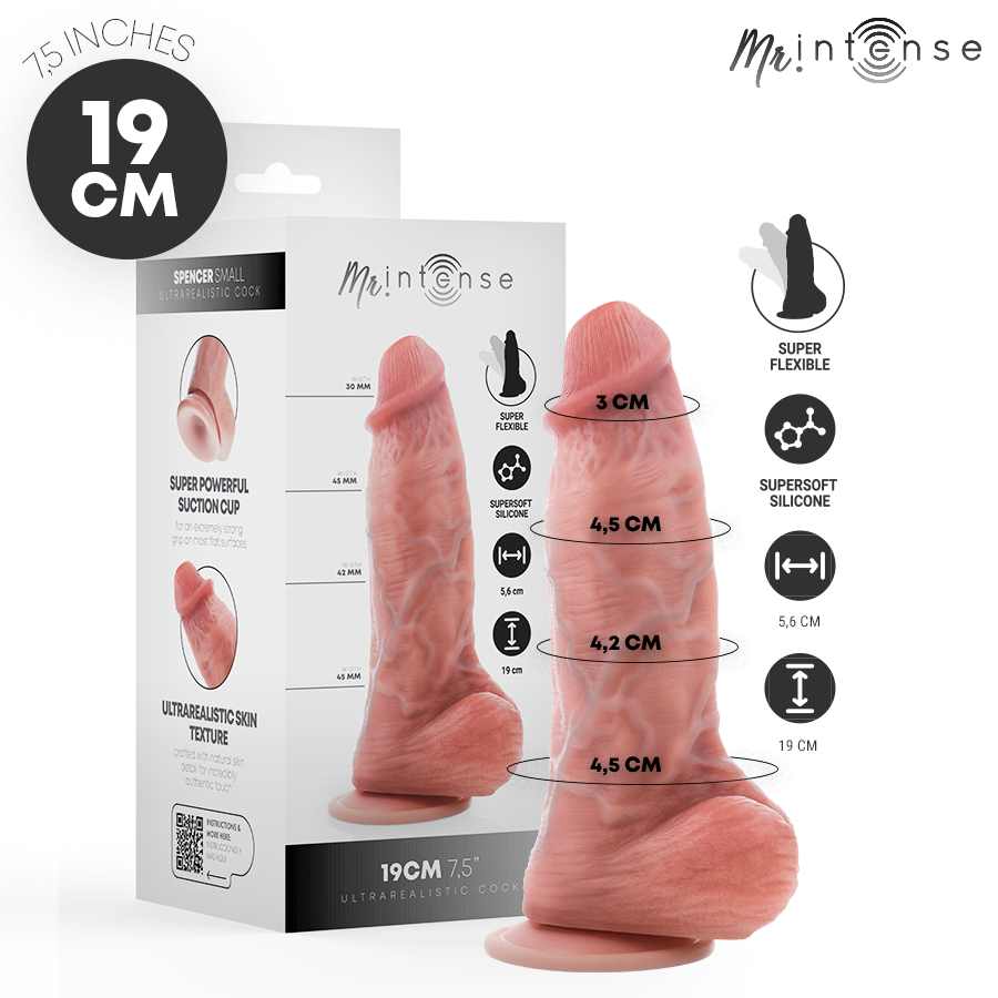 Dildo de silicona MR. INTENSE Spencer Small con ventosa, 19 cm