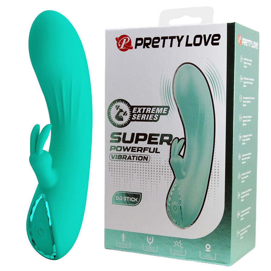 Pretty Love DJ Stick vibrador conejito en turquesa