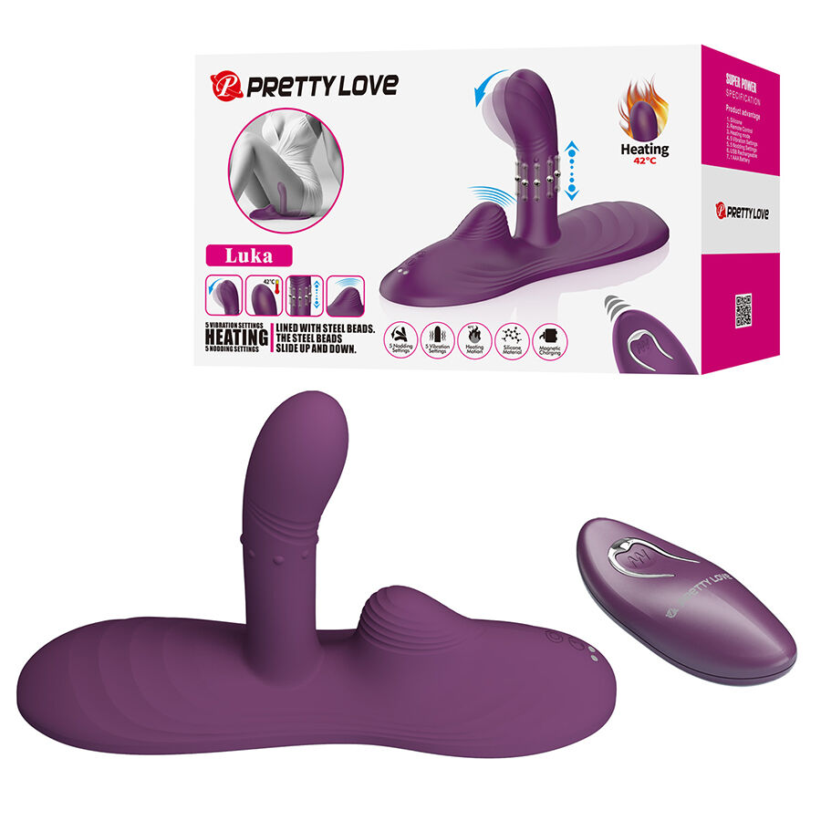 Pretty Love Luka vibrador para usar sentado con función de calor y mando a distancia