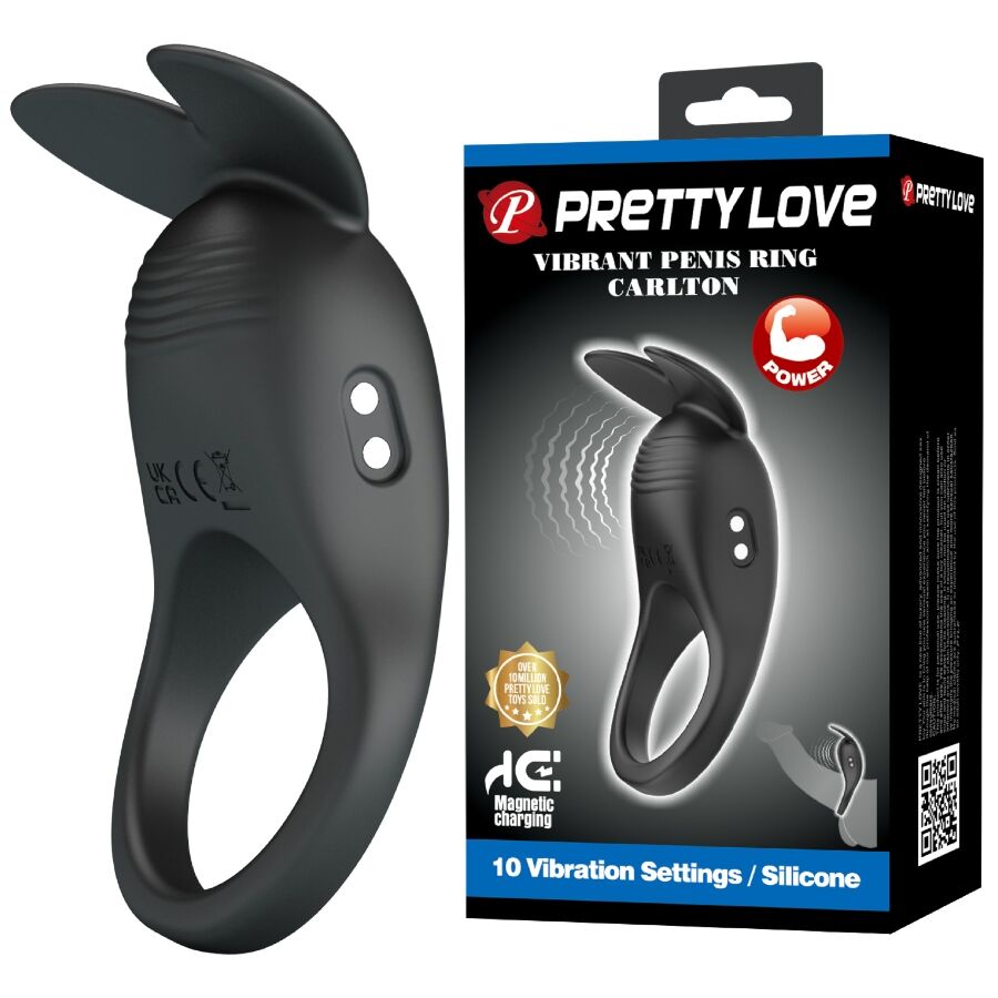 Anillo vibrador para pene Pretty Love Carlton con estimulador de clítoris