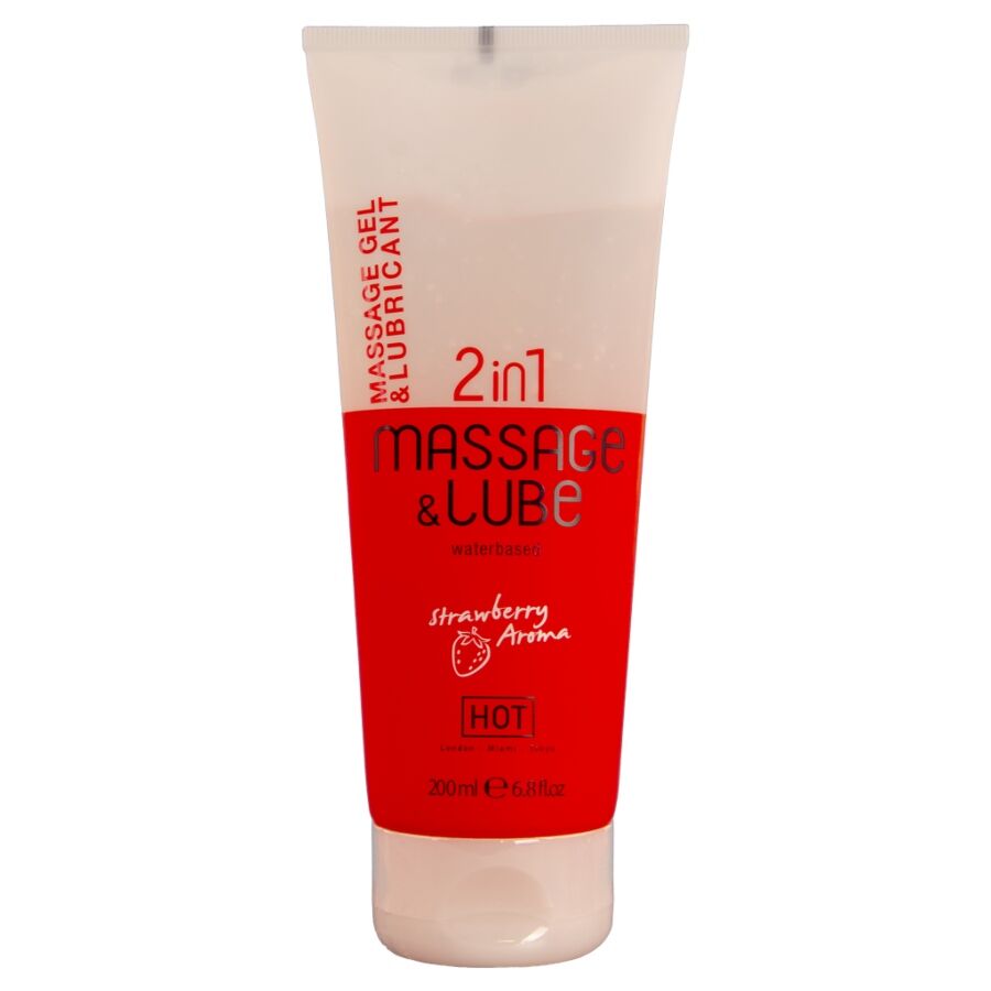 Gel de masaje y lubricante HOT con aroma a fresa, 200 ml