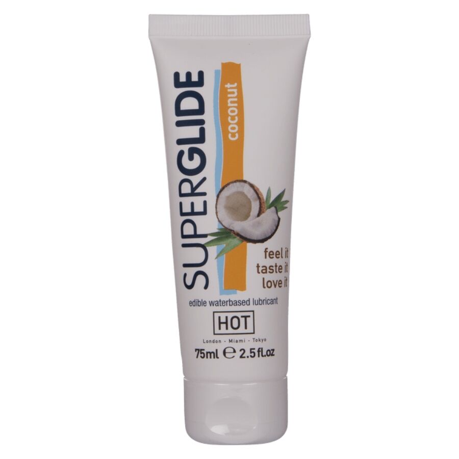 HOT Superglide lubricante con sabor a coco, 75 ml