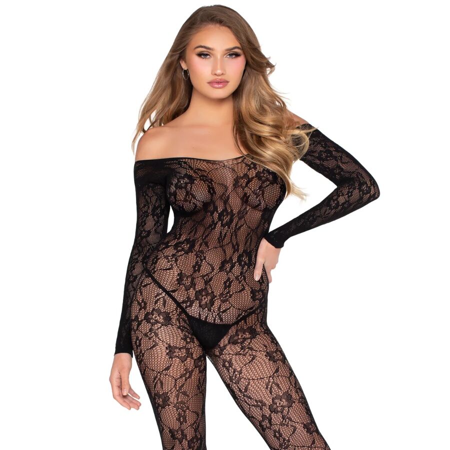 Leg Avenue 89366 body de encaje floral negro