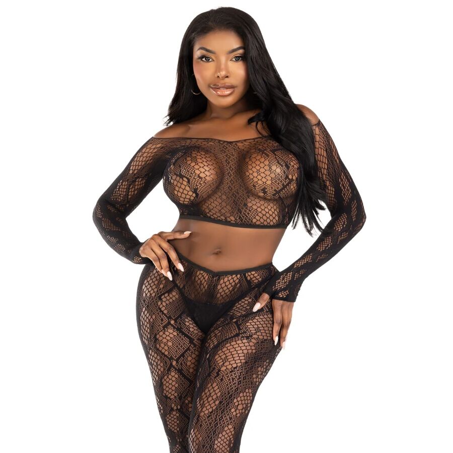 Conjunto de lencería Leg Avenue con estampado de serpiente