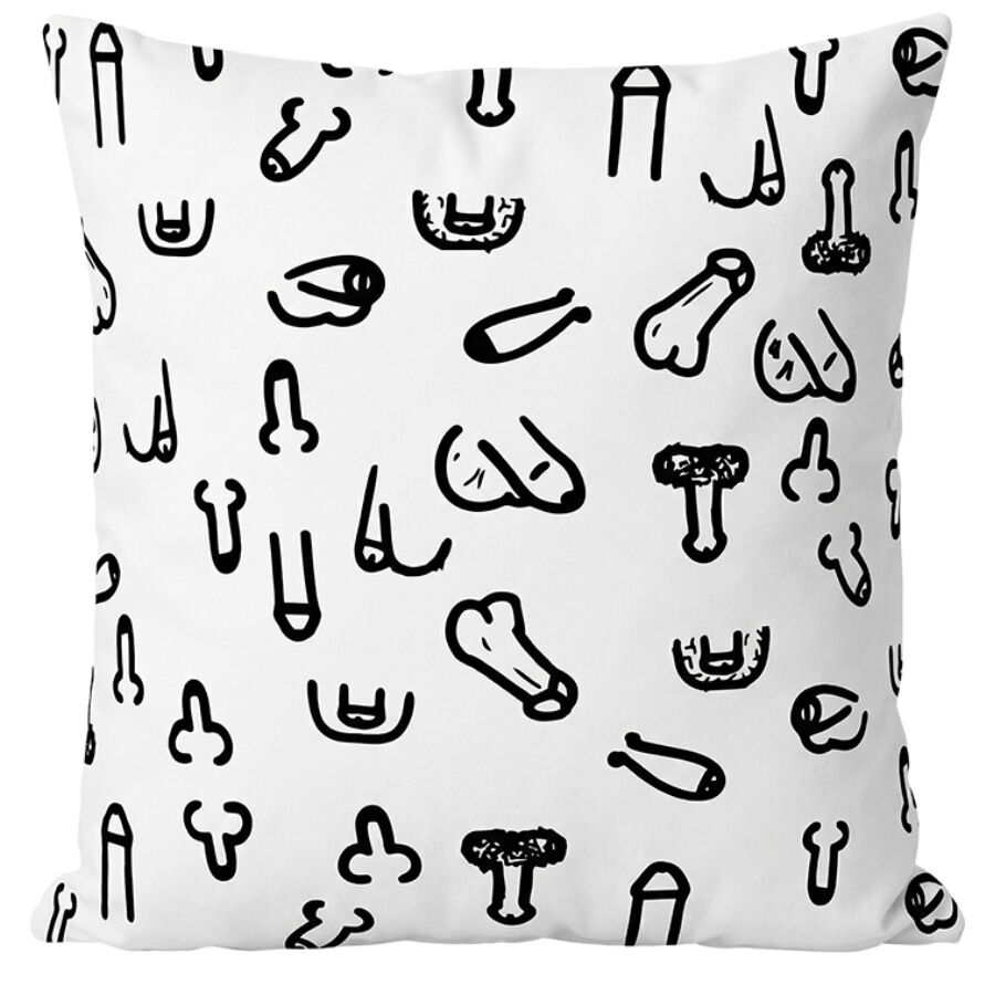 Cojín DIABLO PICANTE con estampado de pene, 30 × 30 cm