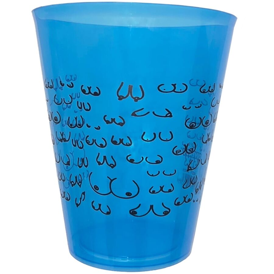Vaso DIABLO PICANTE con dibujos de pechos, azul, 500 ml