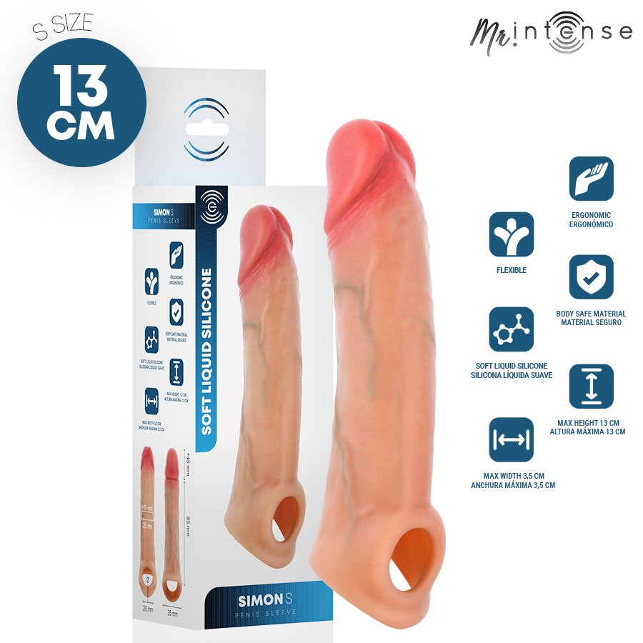 Funda para pene de silicona MR. INTENSE Simon S, 13 cm