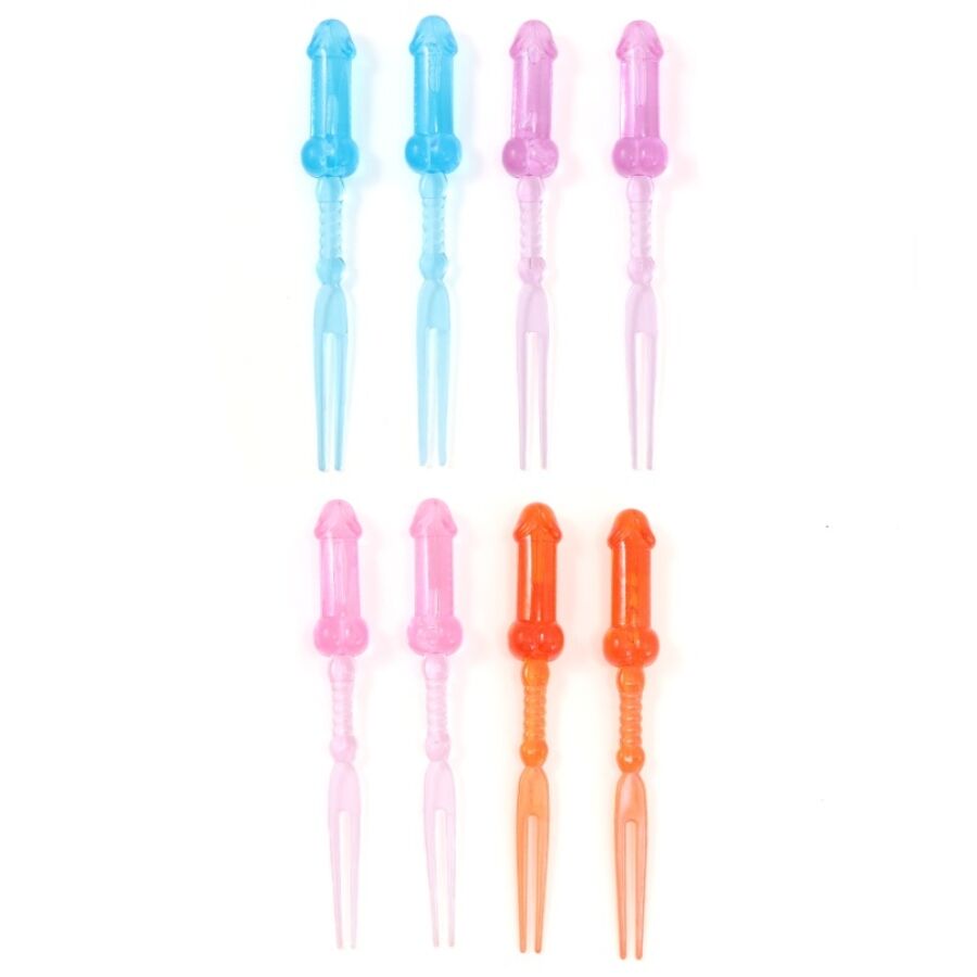 Diablo Picante: 8 palillos de colores con forma de pene