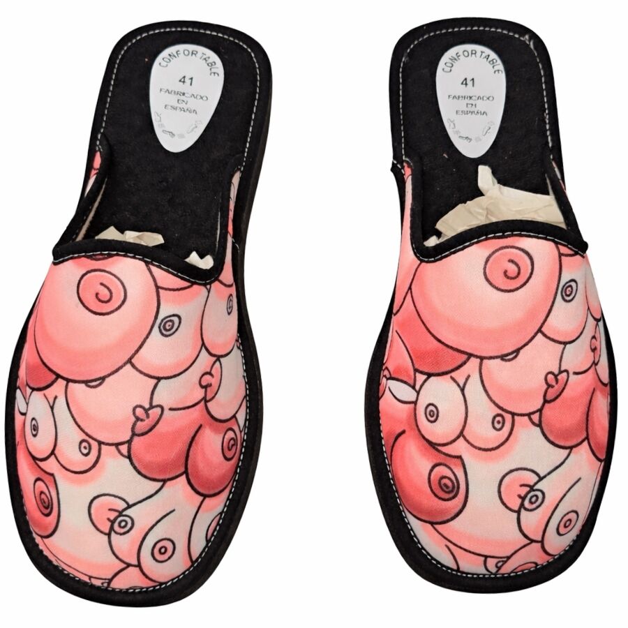 Zapatillas de casa DIABLO PICANTE con motivo de pecho, talla 42–44