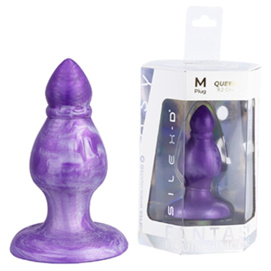 Silexd Plug Anal Queen Fantasy De Silicona Líquida Termorreactiva Morado 9,2 Cm