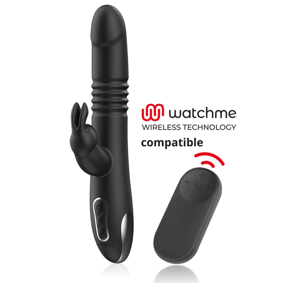 Vibrador rabbit para el punto G con movimiento de vaivén, 24.5 cm BLACKSILVER