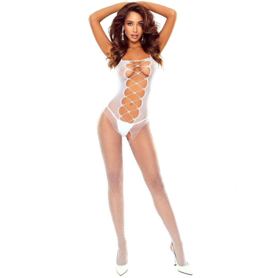 Body de malla blanco PASSION BS124 con lazada