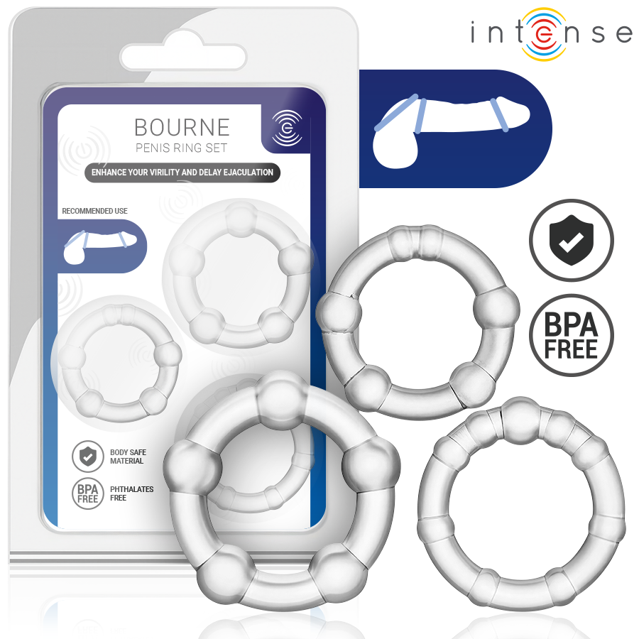 Set de anillos para el pene INTENSE FOR HIM BOURNE sin vibración, 3 unidades