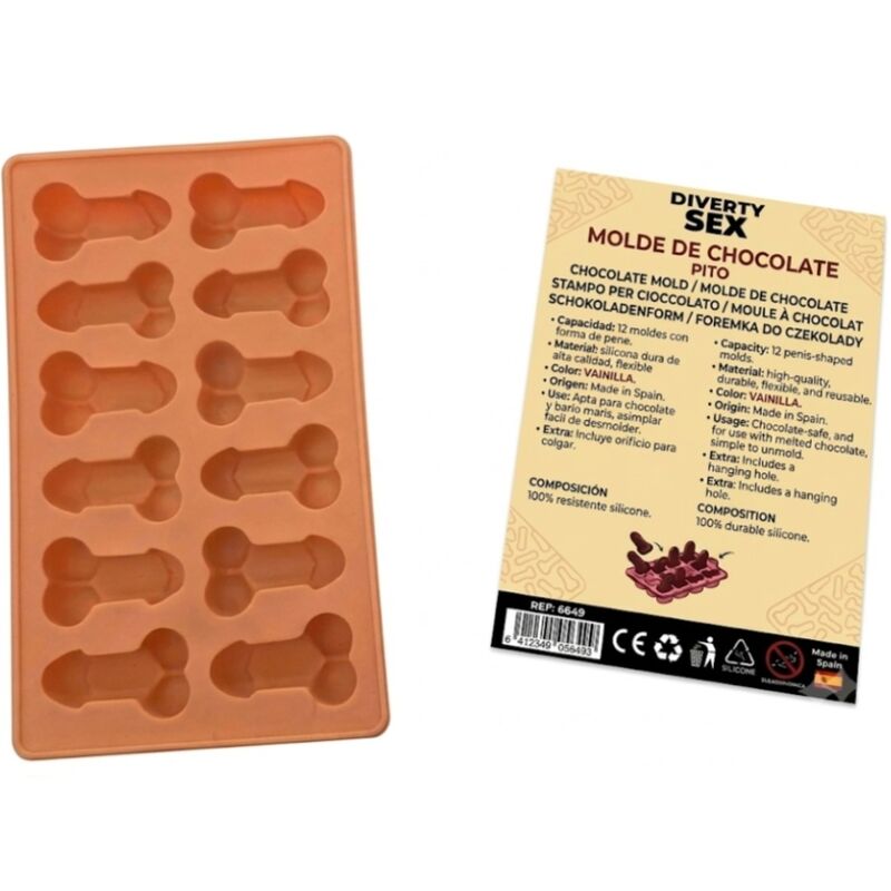 Molde para chocolate Diablo Picante con 12 formas de pene