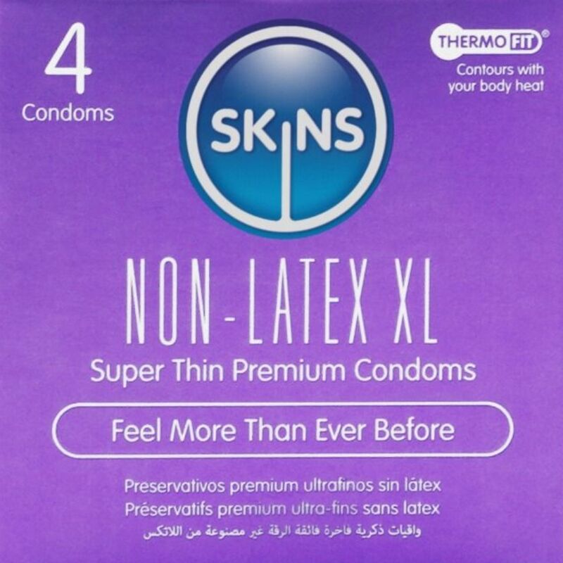 Preservativos SKINS sin látex XL, 4 unidades