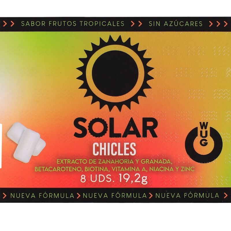 Chicle WUG GUM Solar con sabor a frutas tropicales