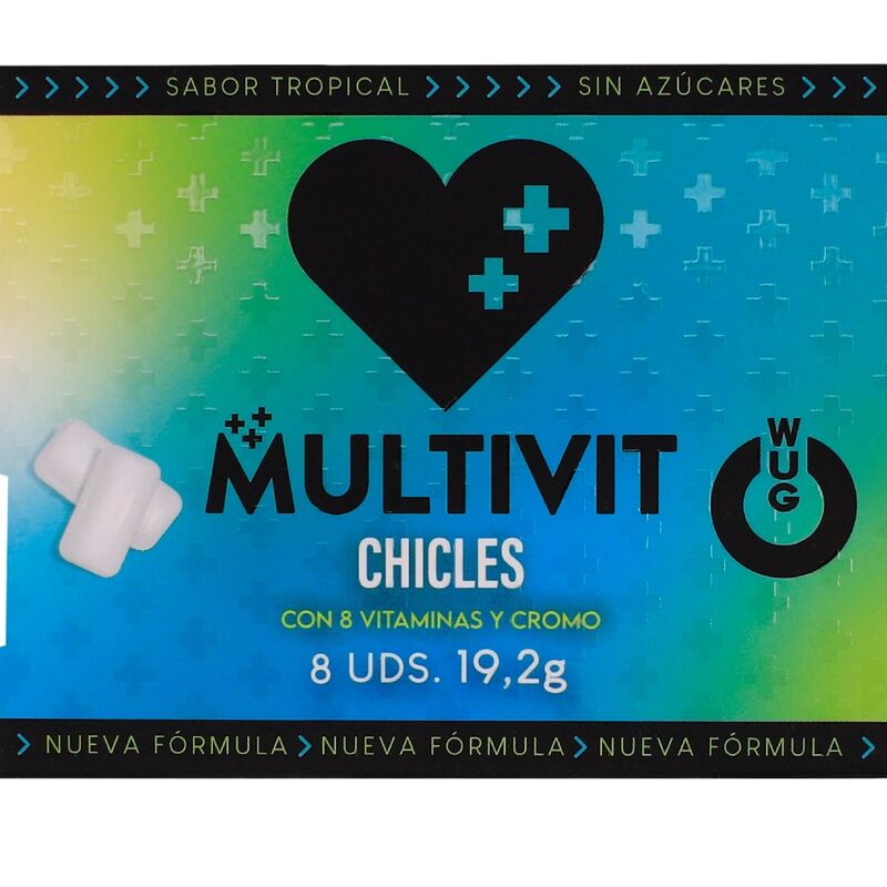 WUG GUM Multivit, chicle de vitaminas con sabor tropical, 8 unidades