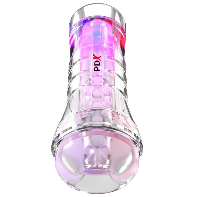 Masturbador PDX ELITE Viewtube XXL con LED, transparente
