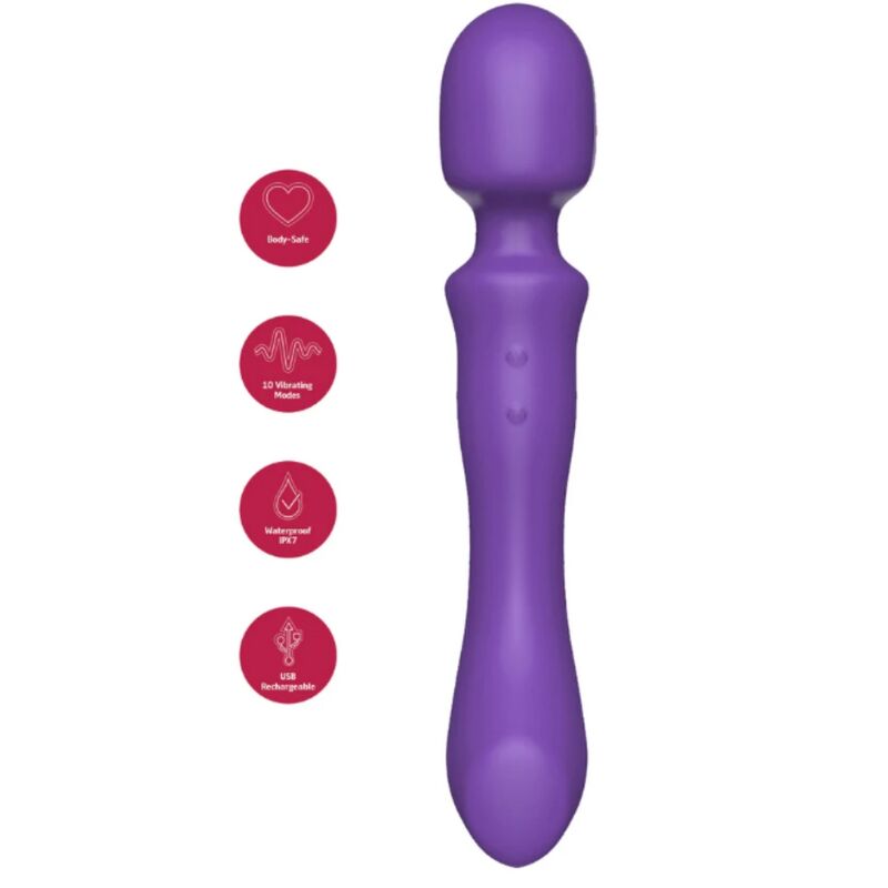 Vibrador de masaje She.E.O de doble extremo en morado
