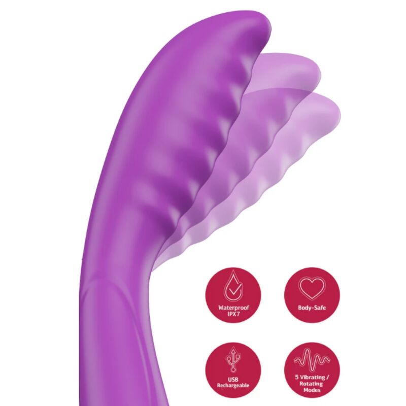 Vibrador de punto G She.E.O con estimulación mediante golpecitos, morado