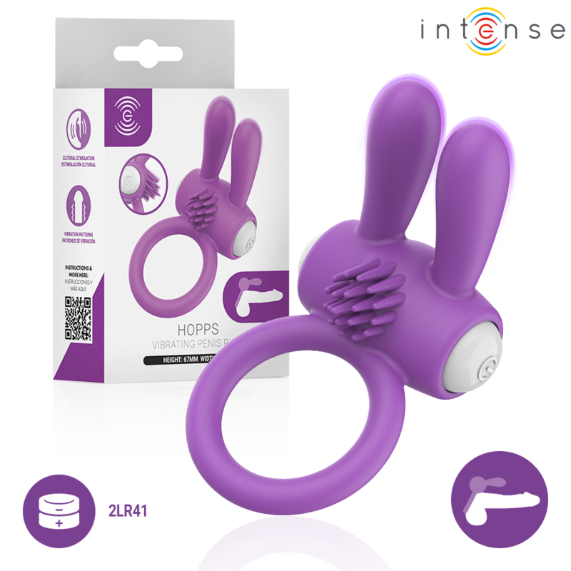 Anillo vibrador para pene INTENSE HOPPS, morado