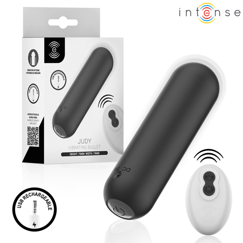 Vibrador INTENSE Judy con mando a distancia, negro