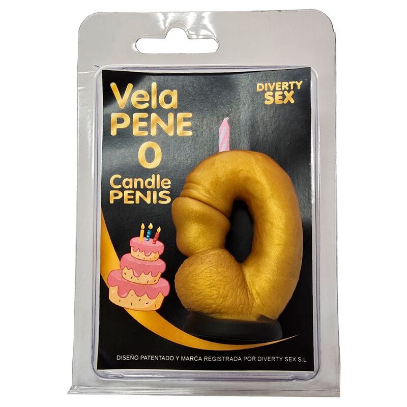 Vela erótica con forma de número dorada de Diablo Picante
