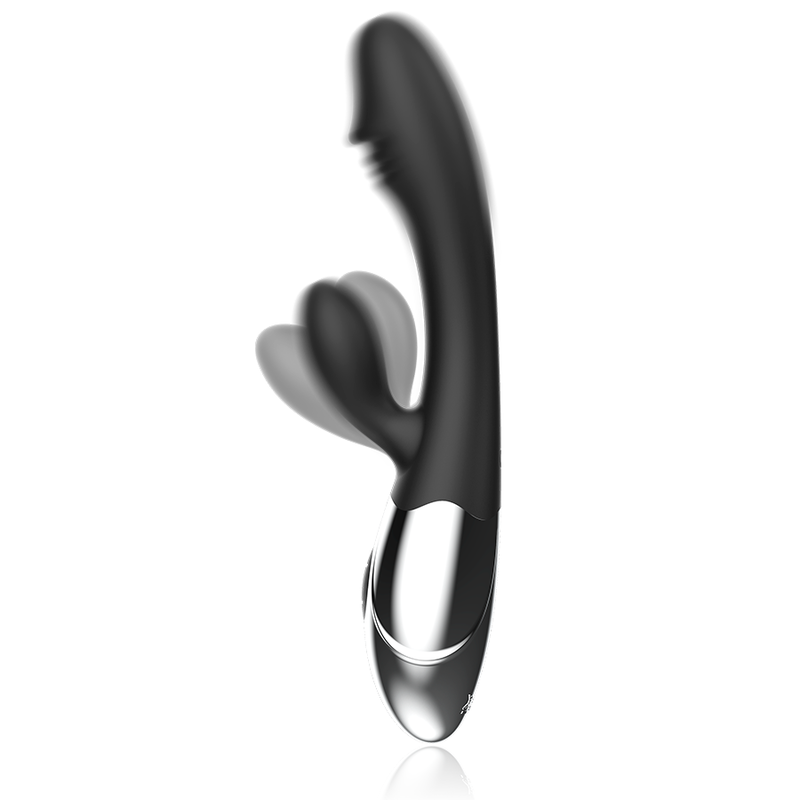 Vibrador Rabbit para el punto G con doble motor y silicona de 20 cm BLACKSILVER