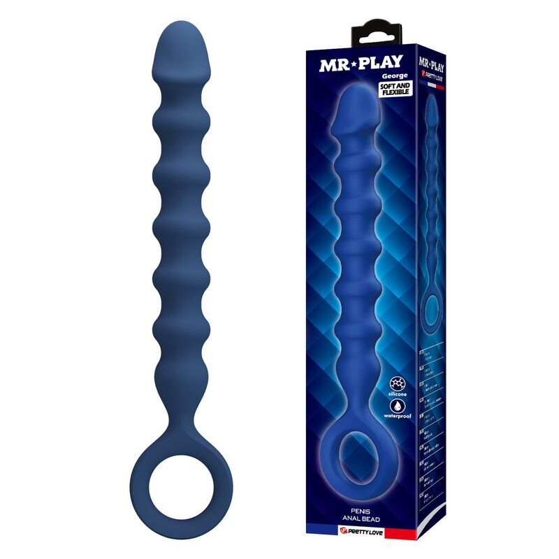 Cadena anal MR PLAY con plug anal, azul