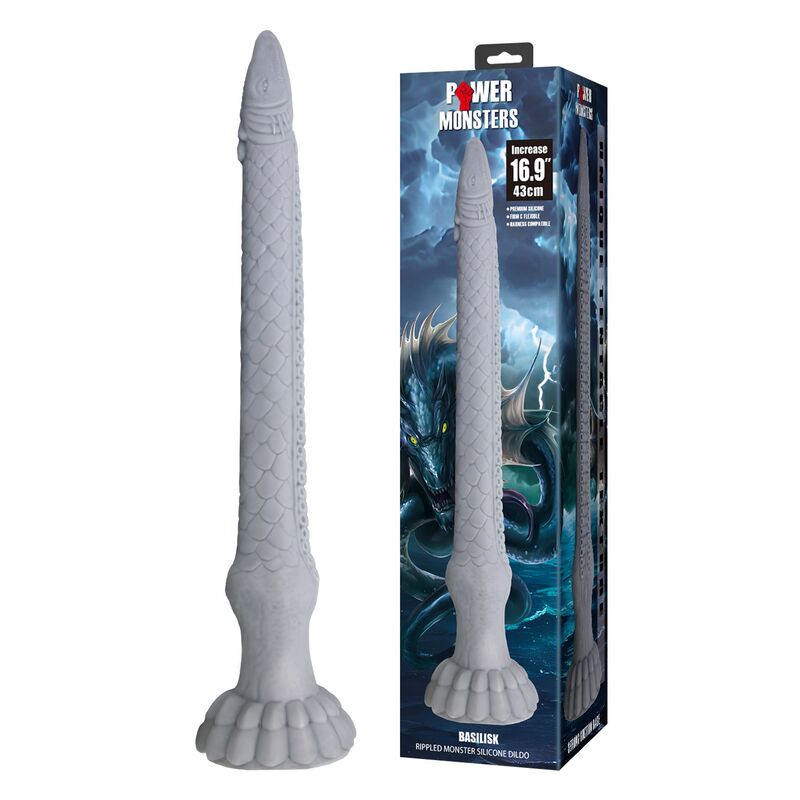 POWER MONSTERS Basilisk dildo de fantasía de silicona, 43 cm
