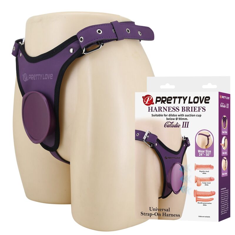 Arnés tipo braga Pretty Love para strap on, lila y negro