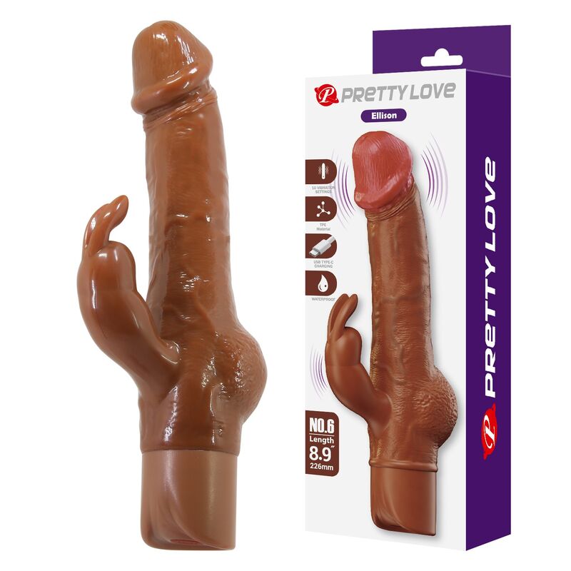 PRETTY LOVE Ellison, vibrador conejo marrón