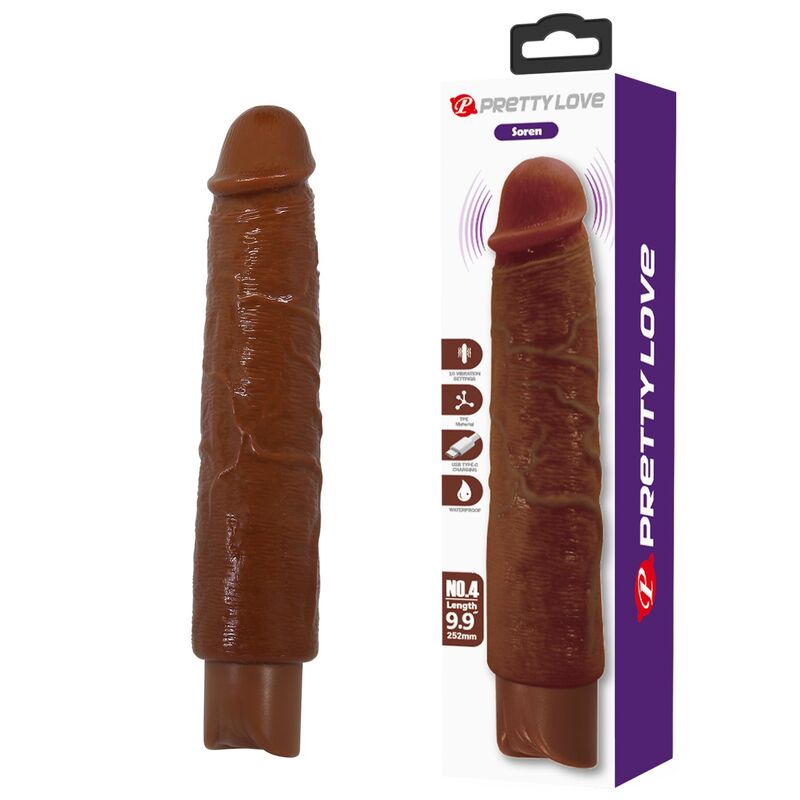 Vibrador realista Pretty Love Gavin, marrón, 25 cm