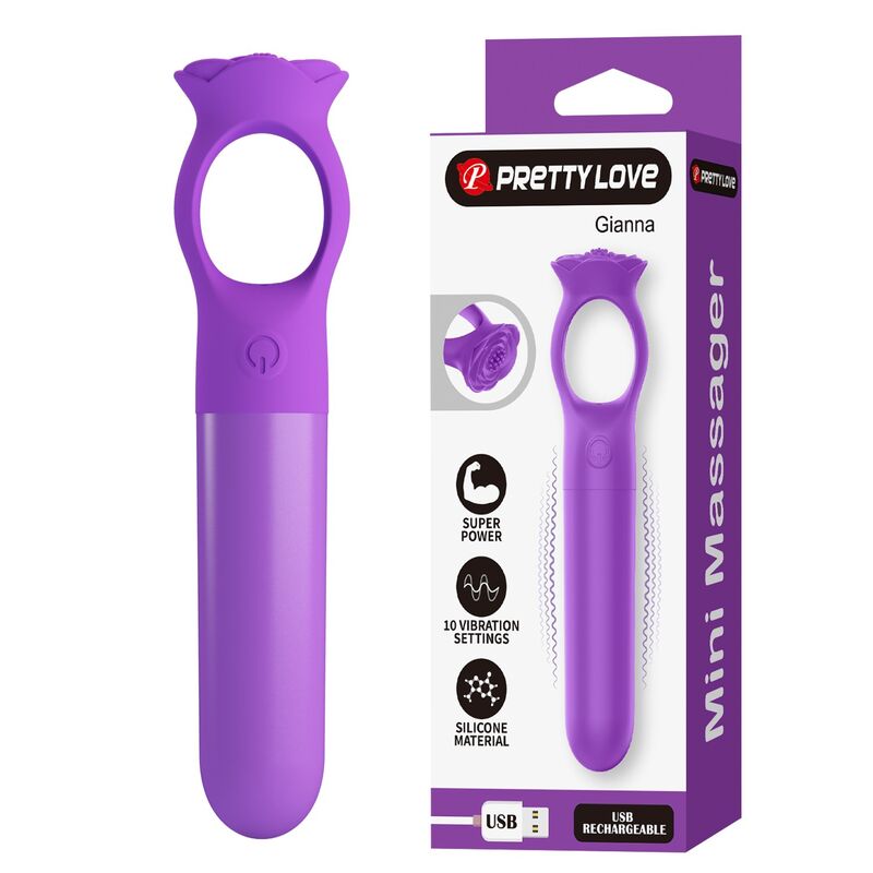 Minivibrador Pretty Love Giana con anilla ergonómica, lila