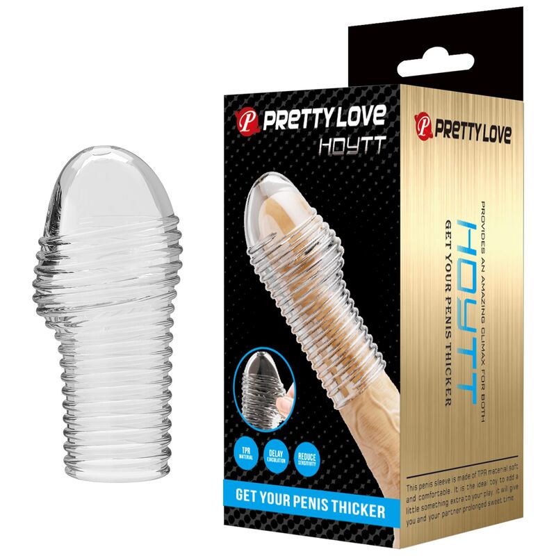 Funda para pene PRETTY LOVE HOTTT con anillos, transparente