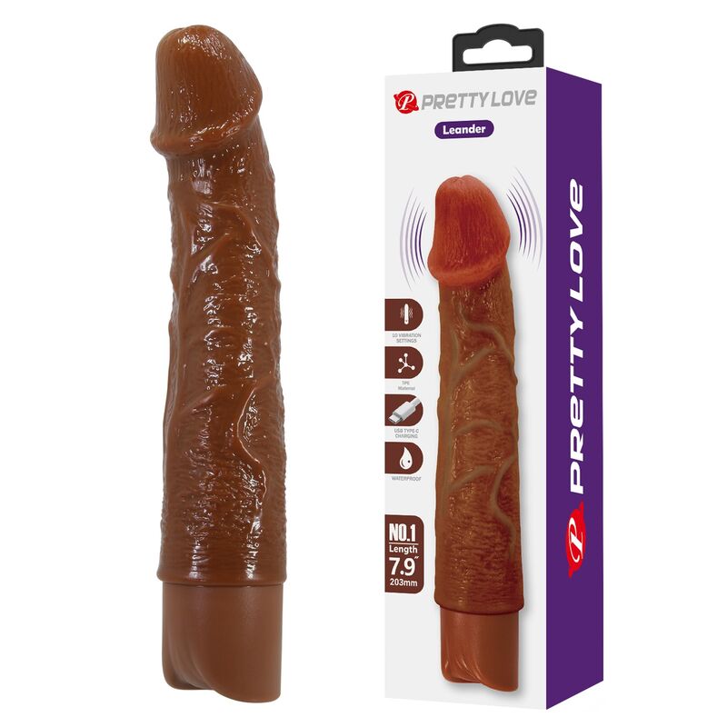 Vibrador anal PRETTY LOVE Leonardo, 20 cm, marrón